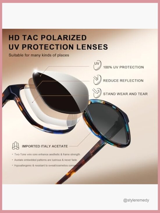 Women\'s Acetate Polarized Cat Eye Sunglasses UV400 Protection Handmade Trendy main image 7